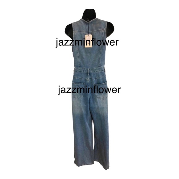 Sincerely Jules blue denim button front sleeveless jeans jumper jumpsuit size M - Picture 10 of 17